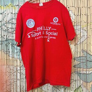 Philly Sport & Social Men's 100% Cotton T-Shirt, Red/White, Medium